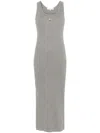 Maison Kitsuné Fox-motif Ribbed Midi Dress In Grey