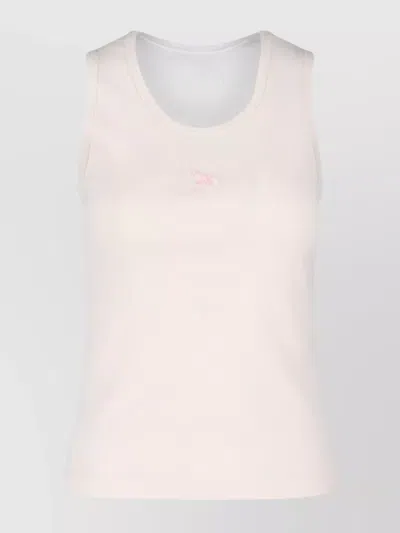 Maison Kitsuné Ribbed Sleeveless Top Design In White