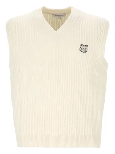 Maison Kitsuné Ribbed Sleeveless Vest In White