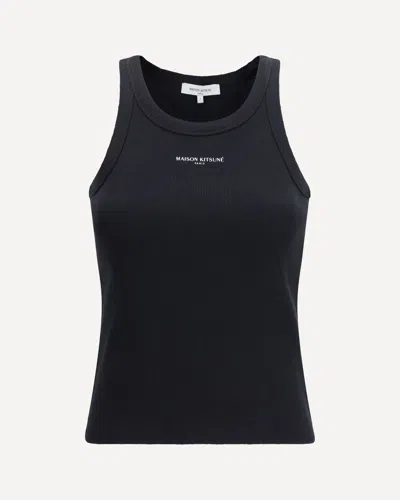Maison Kitsuné Ribbed Tank Top In Black