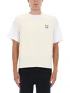 Maison Kitsuné Sleeveless V-neck Ribbed T-shirt In Neutral