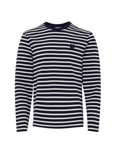 Maison Kitsuné Righe Blu Jersey With Embroidery Maison Kitsune In Black