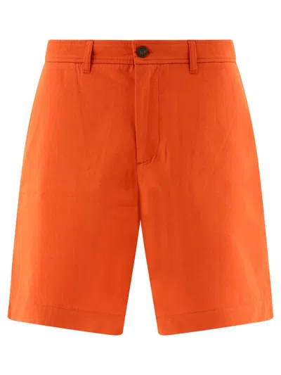 Maison Kitsuné Logo Tag Bermuda Shorts In Orange
