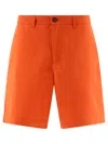 Maison Kitsuné Cotton Bermuda Shorts With Back Logoed Label In Orange