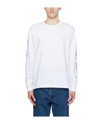 Maison Kitsuné Round Collar And Long-sleeved T-shirt In White