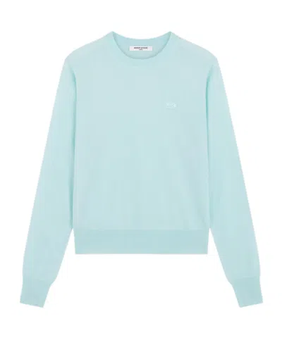 Maison Kitsuné Round-collar Long-sleeve Hoodie In Blue