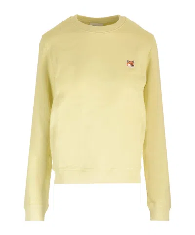 Maison Kitsuné Round Collar Long Sleeve Sweater In Nude