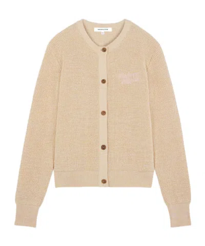 Maison Kitsuné Round Neck Long Sleeve Woolen Sweater In Nude