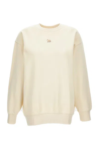 Maison Kitsuné Round-neck Oversize Sweatshirt With Baby Fox Patch In Grau
