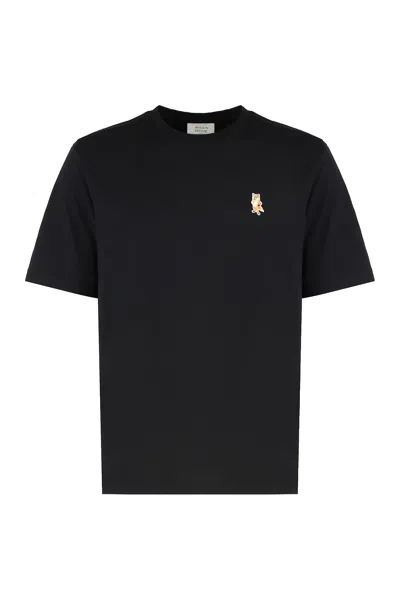 Maison Kitsuné Round Neck T-shirt In Cotton In Black