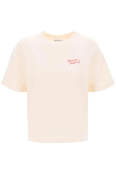 Maison Kitsuné Maison Kitsune "round Neck T Shirt With Embroidered In Pink