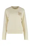 Maison Kitsuné Fox Head Wool Crewneck Jumper In Neutral