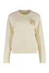 Maison Kitsuné Fox Head Wool Crewneck Jumper In White