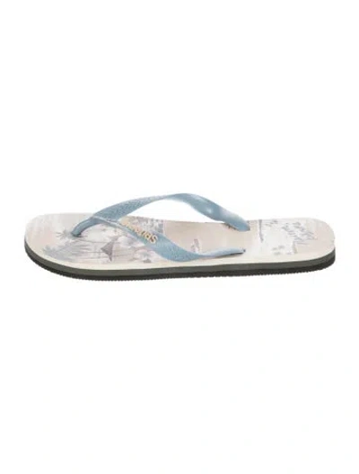 Pre-owned Maison Kitsuné Rubber Flip Flops In Blue