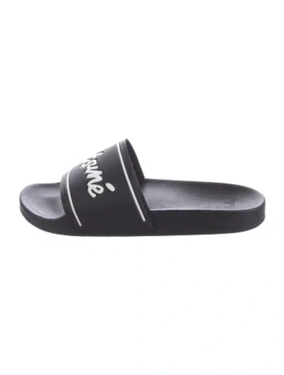 Pre-owned Maison Kitsuné Rubber Graphic Print Slides In Black
