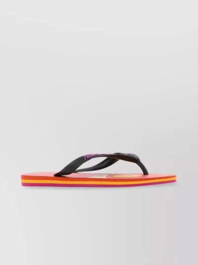 Maison Kitsuné Rubber Thong Slippers Contrast Sole In Red