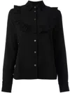 Maison Kitsuné Ruffled Panel Shirt In Black
