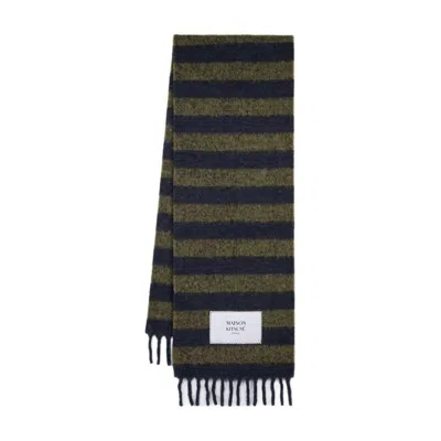 Maison Kitsuné Rugby Stripes Scarf In Green