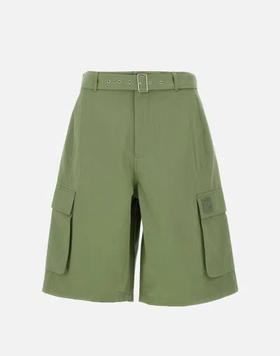 MAISON KITSUNÉ MAISON KITSUNE' SAGE GREEN BELTED CARGO SHORTS