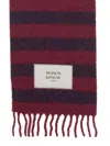Maison Kitsuné Striped Logo Scarf Fringed Edges In Brown
