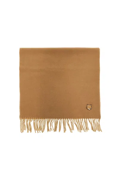 Maison Kitsuné Sciarpa Double Face Bold Fox Head In Neutral