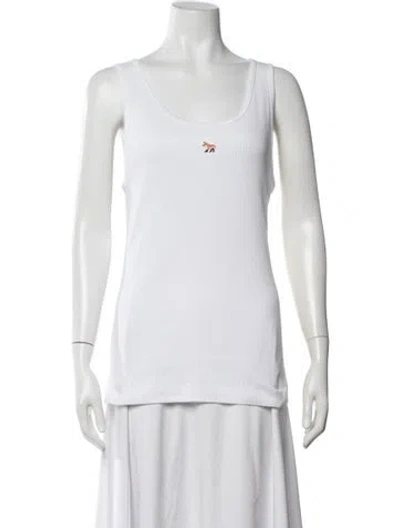 Pre-owned Maison Kitsuné Scoop Neck Sleeveless Top In White