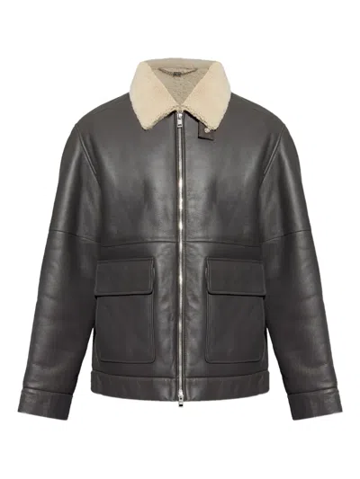 Maison Kitsuné Shearling-collar Jacket In Black