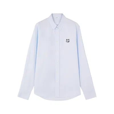Maison Kitsuné Fox Head Embroidered Long Sleeved Shirt In White