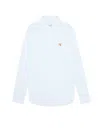Maison Kitsuné Fox Patch Long-sleeved Oxford Shirt In Blue