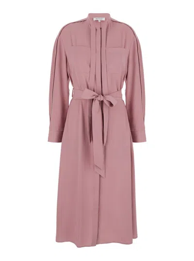 Maison Kitsuné Pink Long Chemisier Dress In Techno Fabric Woman