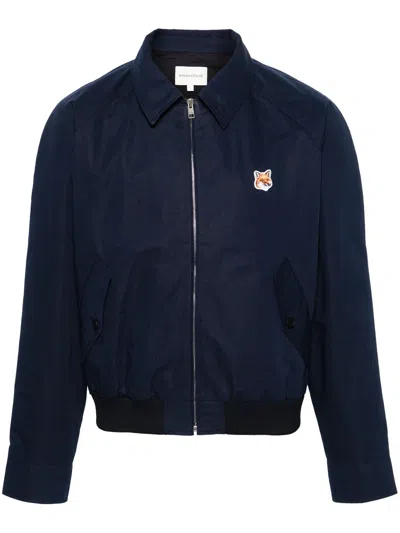 Maison Kitsuné Shirt Jacket With Fox Patch In Blue