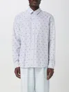 Maison Kitsuné Striped Shirt With Logos In Grau