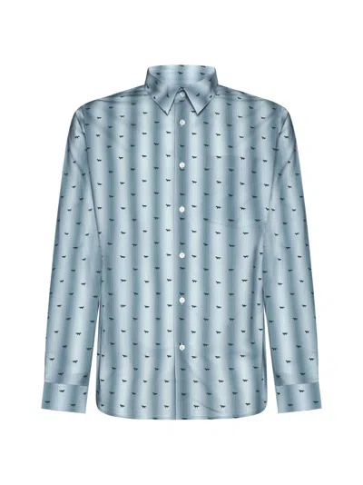 Maison Kitsuné Logo-print Cotton Shirt In Sage Deisgn