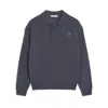 Maison Kitsuné Polo In Lana Merino In Slate Grey