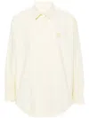 Maison Kitsuné Contour Fox Head-embroidery Cotton Shirt In Beige