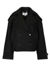 Maison Kitsuné Double-breasted Coat Featuring Flap Pockets In Black