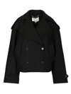Maison Kitsuné Double-breasted Coat Featuring Flap Pockets In Black