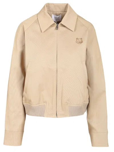 Maison Kitsuné Short Jacket With Shirt Collar Jackets Beige