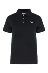Maison Kitsuné Short-sleeve Polo Shirt In Cotton Piqué In Black