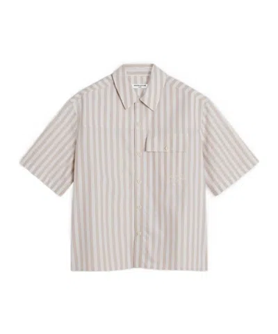 Maison Kitsuné Short Sleeve Overshirt In Gray