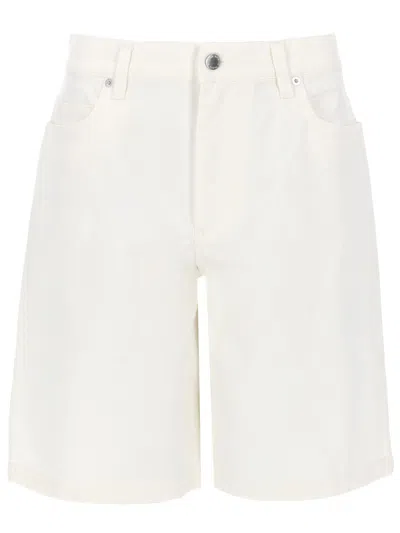 Maison Kitsuné High Waist Cotton Mini Shorts In White