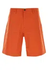 Maison Kitsuné Cotton Bermuda Shorts With Back Logoed Label In Orange