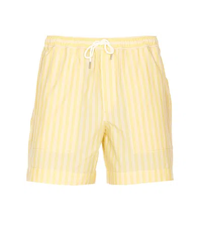 Maison Kitsuné Maison Kitsune' Shorts In Light Yellow Stripes