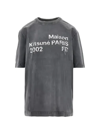 Maison Kitsuné Short-sleeve Round-neck T-shirt In Gray
