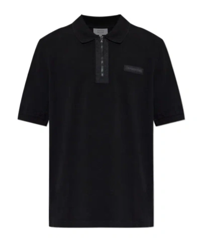 Maison Kitsuné Polo Collar Short Sleeve Menswear Top In Black