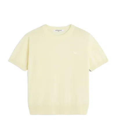 Maison Kitsuné Short-sleeved Wool Knit Sweater In Neutral