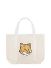 Maison Kitsuné Fox Head Tote Bag In Ecru