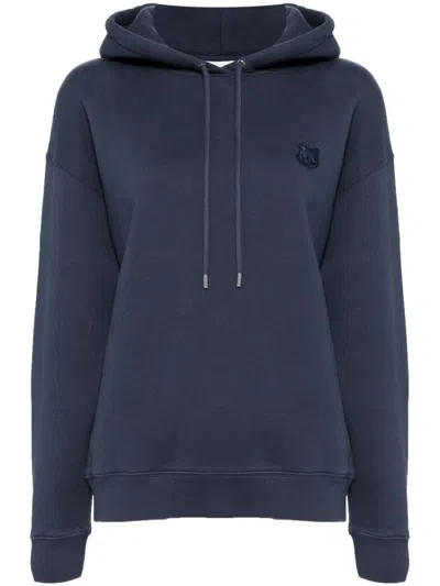 Maison Kitsuné Signature Fox Motif Hoodie In Blue
