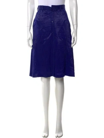 Pre-owned Maison Kitsuné Silk Midi Length Skirt In Blue