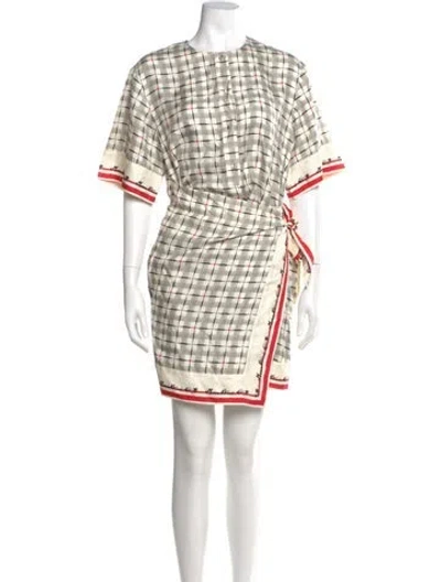 Pre-owned Maison Kitsuné Silk Mini Dress In Neutral